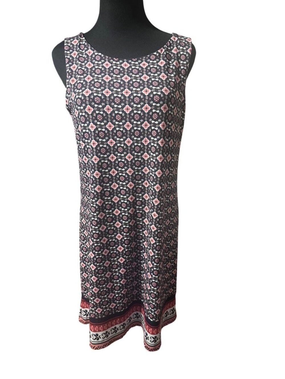 Magnolia Grace blue pink gray and white floral lined dress criss cross back size